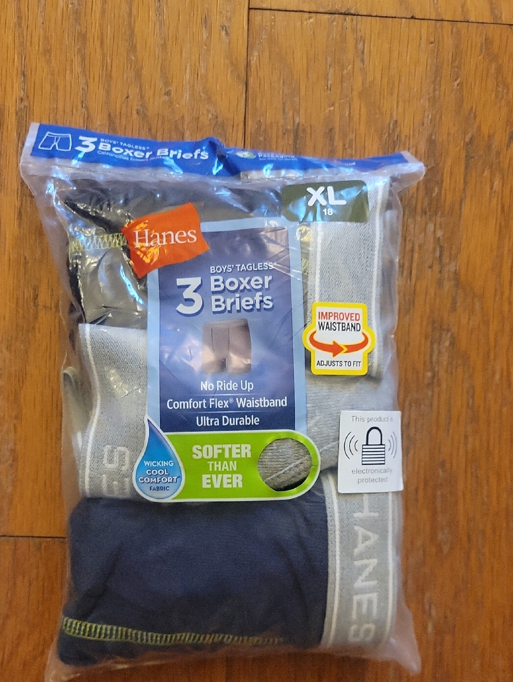 Hanes Boys' 3-Pack Boxer Briefs - Navy, Gray, Black